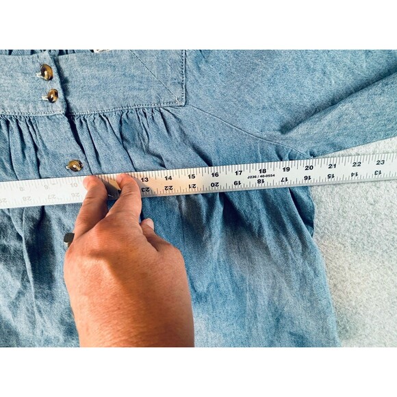 Levi's Amber Long Sleeve Blouse Square Neck Shirt 100% Cotton Flowy Medium - Picture 14 of 14